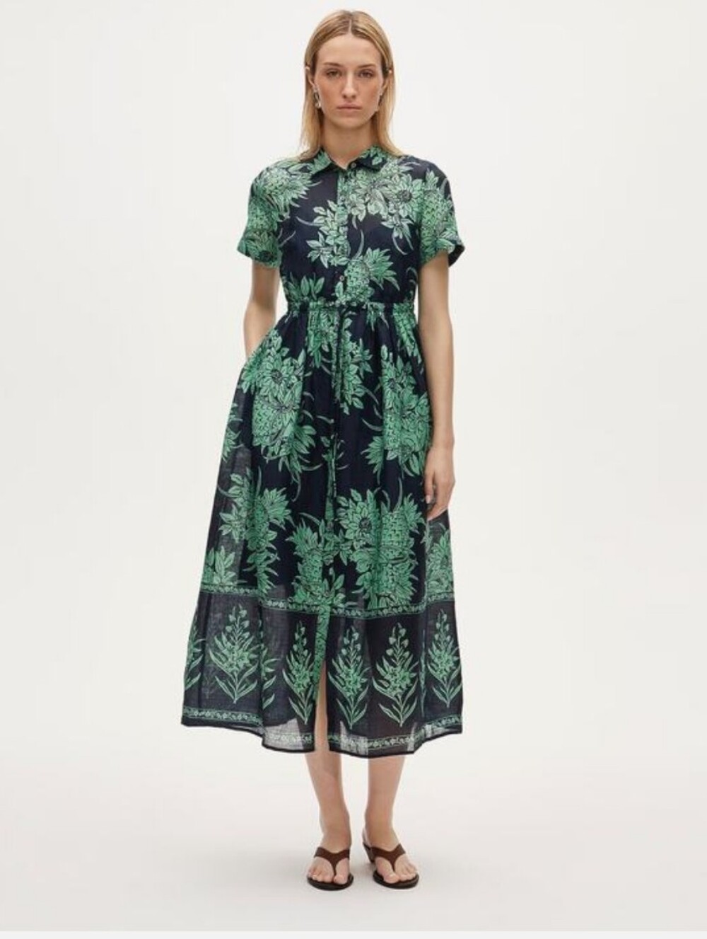 J Crew Cerise shirt-dress in pineapple garden-print ramie CY701